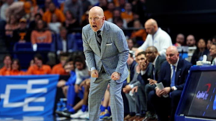 Mar 22, 2025; Lexington, KY, USA; UCLA Bruins head coach Mick Cronin reacts during the first half against the Tennessee Volunteers in the second round of the NCAA Tournament at Rupp Arena. Mandatory Credit: Jordan Prather-Imagn Images Mar 22, 2025; Lexington, KY, USA; UCLA Bruins head coach Mick Cronin reacts during the first half against the Tennessee Volunteers in the second round of the NCAA Tournament at Rupp Arena. Mandatory Credit: Jordan Prather-Imagn Images