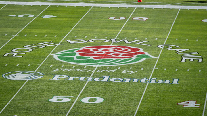 The Rose Bowl Game logo at center field