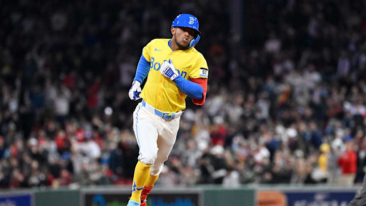 Apr 18, 2025; Boston, Massachusetts, USA; Boston Red Sox center fielder Ceddanne Rafaela (3) runs the bases after hitting a two-run home run during the fourth inning against the Chicago White Sox at Fenway Park. Mandatory Credit: Eric Canha-Imagn Images Apr 18, 2025; Boston, Massachusetts, USA; Boston Red Sox center fielder Ceddanne Rafaela (3) runs the bases after hitting a two-run home run during the fourth inning against the Chicago White Sox at Fenway Park. Mandatory Credit: Eric Canha-Imagn Images