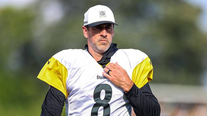 Aaron Rodgers (8) during the Pittsburgh Steelers Training Camp in Latrobe, Pennsylvania. Aaron Rodgers (8) during the Pittsburgh Steelers Training Camp in Latrobe, Pennsylvania.