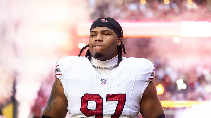 Dec 21, 2025; Glendale, Arizona, USA;  Arizona Cardinals defensive lineman Walter Nolen III (97) against the Atlanta Falcons at State Farm Stadium. Mandatory Credit: Mark J. Rebilas-Imagn Images