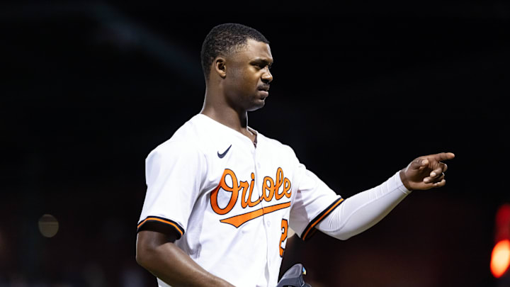 Nov 9, 2025; Mesa, AZ, USA; Baltimore Orioles outfielder Enrique Bradfield Jr. during the Arizona Fall League Fall Stars Game at Sloan Park. Mandatory Credit: Mark J. Rebilas-Imagn Images Nov 9, 2025; Mesa, AZ, USA; Baltimore Orioles outfielder Enrique Bradfield Jr. during the Arizona Fall League Fall Stars Game at Sloan Park. Mandatory Credit: Mark J. Rebilas-Imagn Images