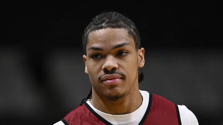 Arkansas Razorbacks guard Darius Acuff Jr. looks on during a practice session.