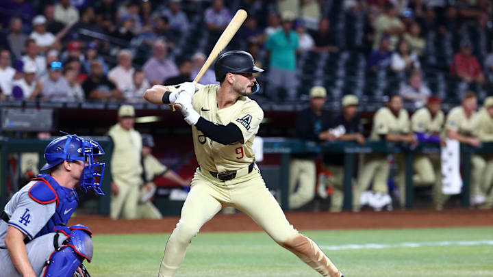 Apr 30, 2024; Phoenix, Arizona, USA; Arizona Diamondbacks shortstop Blaze Alexander against the Los Angeles Dodgers at Chase Field. Mandatory Credit: Mark J. Rebilas-USA TODAY Sports