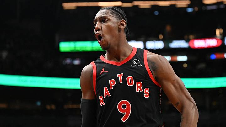 Mar 13, 2026; Toronto, Ontario, CAN; Toronto Raptors forward RJ Barrett (9) reacts after making a three point basket against the Phoenix Suns in the second half at Scotiabank Arena. Mandatory Credit: Dan Hamilton-Imagn Images Mar 13, 2026; Toronto, Ontario, CAN; Toronto Raptors forward RJ Barrett (9) reacts after making a three point basket against the Phoenix Suns in the second half at Scotiabank Arena. Mandatory Credit: Dan Hamilton-Imagn Images