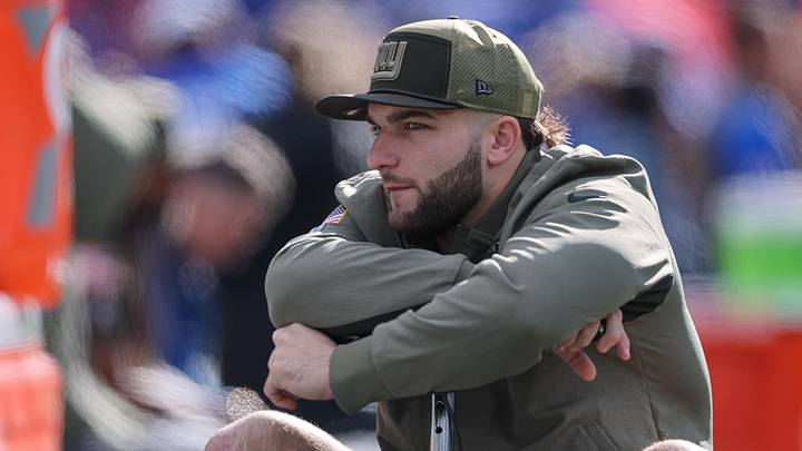Nov 16, 2025; East Rutherford, New Jersey, USA; New York Giants running back Cam Skattebo (44) on the field before the game against the Green Bay Packers at MetLife Stadium. Nov 16, 2025; East Rutherford, New Jersey, USA; New York Giants running back Cam Skattebo (44) on the field before the game against the Green Bay Packers at MetLife Stadium.