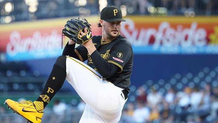 May 28, 2026; Pittsburgh, Pennsylvania, USA;  Pittsburgh Pirates starting pitcher Paul Skenes (30) pitches against the Chicago Cubs during the third inning at PNC Park. Mandatory Credit: Charles LeClaire-Imagn Images