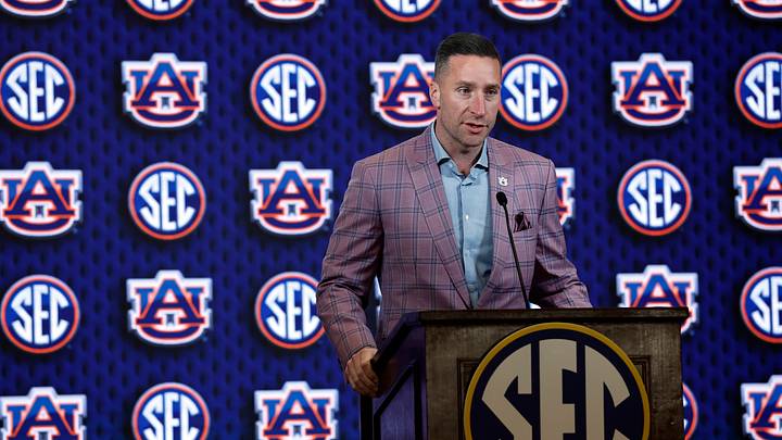 Oct 13, 2026; Birmingham, AL, USA; Auburn Tigers head coach Steven Pearl speaks during the SEC Basketball Tipoff at Grand Bohemian Hotel Mountain Brook. Mandatory Credit: Butch Dill-Imagn Images Oct 13, 2026; Birmingham, AL, USA; Auburn Tigers head coach Steven Pearl speaks during the SEC Basketball Tipoff at Grand Bohemian Hotel Mountain Brook. Mandatory Credit: Butch Dill-Imagn Images