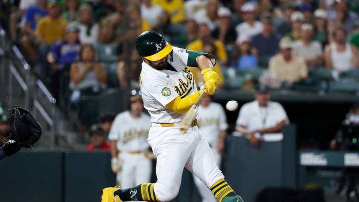Athletics catcher Shea Langeliers. Credit: Sergio Estrada-Imagn Images