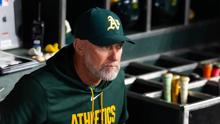 Jul 21, 2026; Phoenix, Arizona, USA; Athletics manager Mark Kotsay against the Arizona Diamondbacks at Chase Field. Mandatory Credit: Mark J. Rebilas-Imagn Images