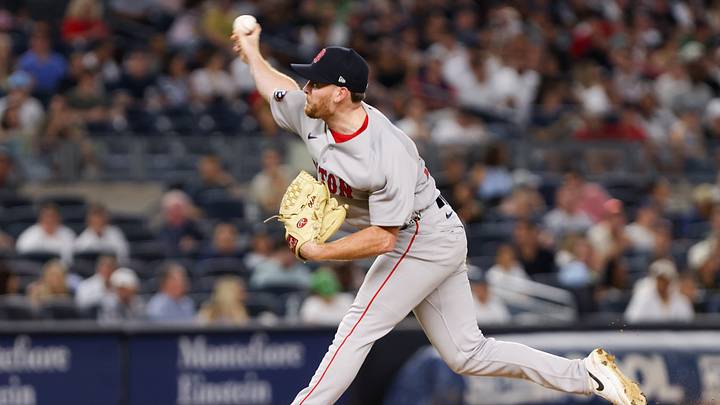 Aug 28, 2026; Bronx, New York, USA; Boston Red Sox pitcher Wyatt Olds (75) pitches against the New York Yankees during the eighth inning at Yankee Stadium. Mandatory Credit: Tom Horak-Imagn Images Aug 28, 2026; Bronx, New York, USA; Boston Red Sox pitcher Wyatt Olds (75) pitches against the New York Yankees during the eighth inning at Yankee Stadium. Mandatory Credit: Tom Horak-Imagn Images