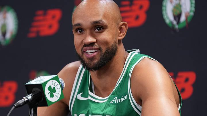 Sep 28, 2026; Boston, MA, USA; Boston Celtics guard Derrick White (9) talks to reporters during media day at Auerbach Center. Mandatory Credit: David Butler II-Imagn Images Sep 28, 2026; Boston, MA, USA; Boston Celtics guard Derrick White (9) talks to reporters during media day at Auerbach Center. Mandatory Credit: David Butler II-Imagn Images