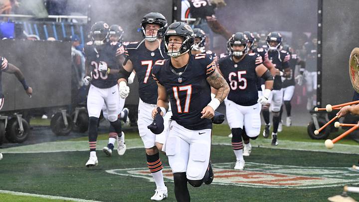Chicago Bears QB Tyson Bagent runs onto the field before a game at Soldier Field. Mandatory Credit: Matt Marton-Imagn Images Chicago Bears QB Tyson Bagent runs onto the field before a game at Soldier Field. Mandatory Credit: Matt Marton-Imagn Images