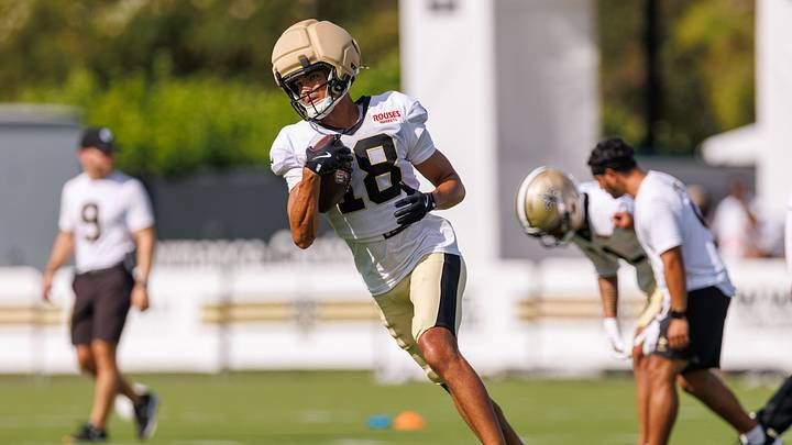 Aug 08, 2026; Metairie, LA, USA; New Orleans Saints wide receiver Bryce Lance (18) during training camp at Ochsner Sports Performance Center. Mandatory Credit: Stephen Lew-Imagn Images Aug 08, 2026; Metairie, LA, USA; New Orleans Saints wide receiver Bryce Lance (18) during training camp at Ochsner Sports Performance Center. Mandatory Credit: Stephen Lew-Imagn Images