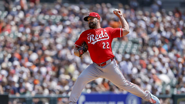 Jun 15, 2025; Detroit, Michigan, USA; Cincinnati Reds pitcher Wade Miley (22) pitches in the first inning against the Detroit Tigers at Comerica Park. Mandatory Credit: Rick Osentoski-Imagn Images Jun 15, 2025; Detroit, Michigan, USA; Cincinnati Reds pitcher Wade Miley (22) pitches in the first inning against the Detroit Tigers at Comerica Park. Mandatory Credit: Rick Osentoski-Imagn Images