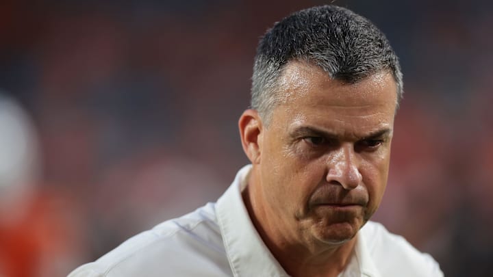 Aug 31, 2025; Miami Gardens, Florida, USA;Miami Hurricanes head coach Mario Cristobal before the game at Hard Rock Stadium. Mandatory Credit: Sam Navarro-Imagn Images Aug 31, 2025; Miami Gardens, Florida, USA;Miami Hurricanes head coach Mario Cristobal before the game at Hard Rock Stadium. Mandatory Credit: Sam Navarro-Imagn Images