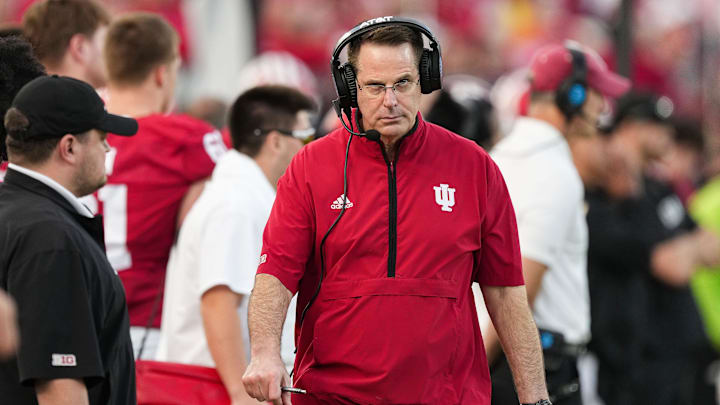 Indiana Hoosiers head coach Curt Cignetti walks up the sidelines during the 112th annual Rose Bowl game in Pasadena. Indiana Hoosiers defeated Alabama Crimson Tide, 38-3.