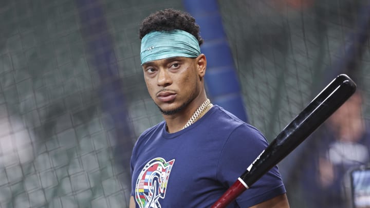Seattle Mariners second baseman Jorge Polanco (7) before the game against the Houston Astros at Minute Maid Park on May 3. Seattle Mariners second baseman Jorge Polanco (7) before the game against the Houston Astros at Minute Maid Park on May 3.