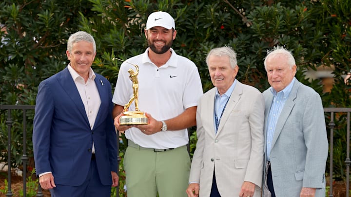 THE PLAYERS Championship - Final Round  Scottie Scheffler with Commissioner Jay Monahan(L), Former Commissioners Tim Finchem ( Center) and Deane Beman (R), the man who invented The Players and the idea for TPC Sawgrass.