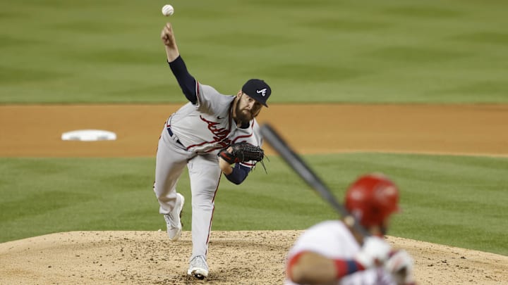 Jun 13, 2022; Washington, District of Columbia, USA; Atlanta Braves starting pitcher Ian Anderson (36) pitches against Washington Nationals designated hitter Nelson Cruz (23) during the fourth inning at Nationals Park. Mandatory Credit: Geoff Burke-Imagn Images Jun 13, 2022; Washington, District of Columbia, USA; Atlanta Braves starting pitcher Ian Anderson (36) pitches against Washington Nationals designated hitter Nelson Cruz (23) during the fourth inning at Nationals Park. Mandatory Credit: Geoff Burke-Imagn Images