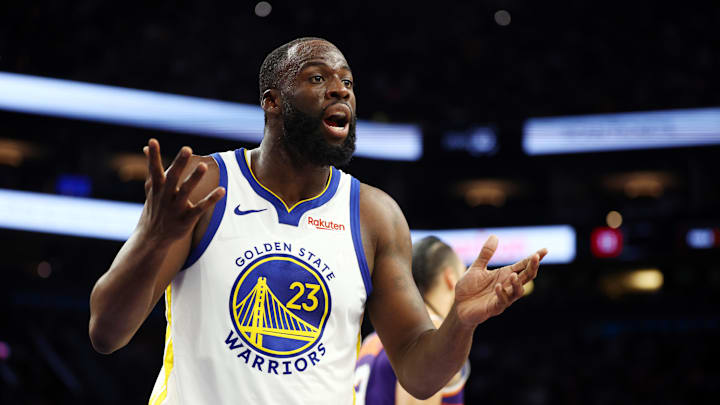 Dec 18, 2025; Phoenix, Arizona, USA; Golden State Warriors forward Draymond Green (23) reacts against the Phoenix Suns at Mortgage Matchup Center. Mandatory Credit: Mark J. Rebilas-Imagn Images Dec 18, 2025; Phoenix, Arizona, USA; Golden State Warriors forward Draymond Green (23) reacts against the Phoenix Suns at Mortgage Matchup Center. Mandatory Credit: Mark J. Rebilas-Imagn Images