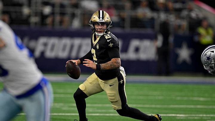 Aug 28, 2026; Arlington, Texas, USA; New Orleans Saints quarterback Spencer Rattler (2) runs with the ball during the game between the Cowboys and the Saints at AT&T Stadium. Mandatory Credit: Jerome Miron-Imagn Images Aug 28, 2026; Arlington, Texas, USA; New Orleans Saints quarterback Spencer Rattler (2) runs with the ball during the game between the Cowboys and the Saints at AT&T Stadium. Mandatory Credit: Jerome Miron-Imagn Images