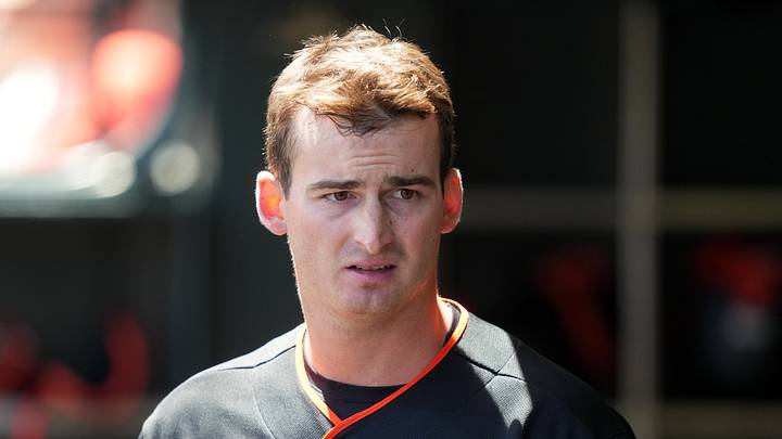 San Francisco, California, USA; San Francisco Giants left fielder Turner Hill (52) during the second inning against the Colorado Rockies at Oracle Park. Mandatory Credit: Darren Yamashita-Imagn Images