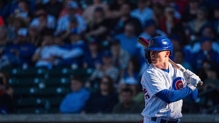 Feb 25, 2023; Mesa, Arizona, USA; Chicago Cubs outfielder Pete Crow-Armstrong (70) at bat in the