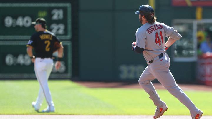 Sep 24, 2026; Pittsburgh, Pennsylvania, USA; St. Louis Cardinals first baseman Alec Burleson (41) circles the bases on a solo home run against the Pittsburgh Pirates during the first inning at PNC Park. Mandatory Credit: Charles LeClaire-Imagn Images Sep 24, 2026; Pittsburgh, Pennsylvania, USA; St. Louis Cardinals first baseman Alec Burleson (41) circles the bases on a solo home run against the Pittsburgh Pirates during the first inning at PNC Park. Mandatory Credit: Charles LeClaire-Imagn Images