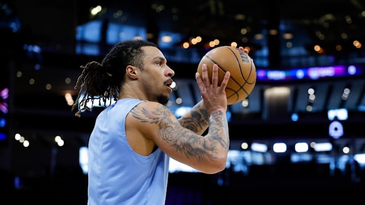 Brandon Clarke warms up before a game against the Kings.