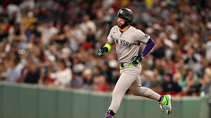 Sep 14, 2025; Boston, Massachusetts, USA; New York Yankees shortstop Jose Caballero (72) runs the bases after hitting. Solo home run against the Boston Red Sox during the seventh inning at Fenway Park. Mandatory Credit: Brian Fluharty-Imagn Images Sep 14, 2025; Boston, Massachusetts, USA; New York Yankees shortstop Jose Caballero (72) runs the bases after hitting. Solo home run against the Boston Red Sox during the seventh inning at Fenway Park. Mandatory Credit: Brian Fluharty-Imagn Images
