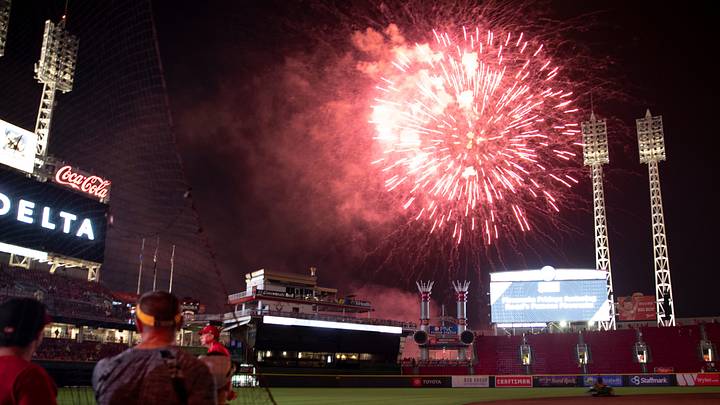 Fans watch fireworks after the MLB baseball game between the Cincinnati Reds and the Pittsburgh Pirates on Friday, Aug. 6, 2021, at Great American Ball Park in Cincinnati.
Cincinnati Reds Pittsburgh Pirates Fans watch fireworks after the MLB baseball game between the Cincinnati Reds and the Pittsburgh Pirates on Friday, Aug. 6, 2021, at Great American Ball Park in Cincinnati.
Cincinnati Reds Pittsburgh Pirates