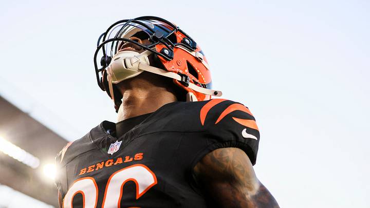 Aug 22, 2026; Cincinnati, Ohio, USA; Cincinnati Bengals wide receiver Colbie Young (86) reacts after scoring a touchdown against the Chicago Bears in the first half at Paycor Stadium. Mandatory Credit: Katie Stratman-Imagn Images Aug 22, 2026; Cincinnati, Ohio, USA; Cincinnati Bengals wide receiver Colbie Young (86) reacts after scoring a touchdown against the Chicago Bears in the first half at Paycor Stadium. Mandatory Credit: Katie Stratman-Imagn Images