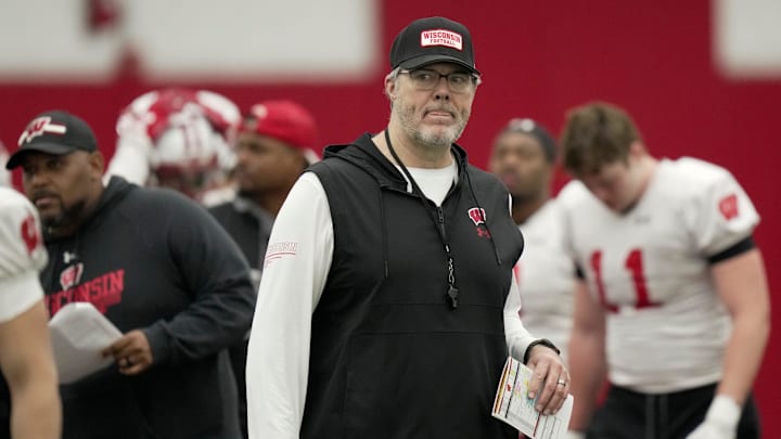 Wisconsin offensive coordinator Jeff Grimes is shown during spring football practice Wednesday, April 23, 2025 in Madison, Wisconsin.

Mark Hoffman/Milwaukee Journal Sentinel