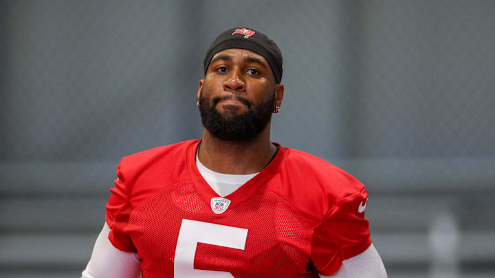 Tampa Bay Buccaneers linebacker Haason Reddick participates in mini camp at AdventHealth Training Center.