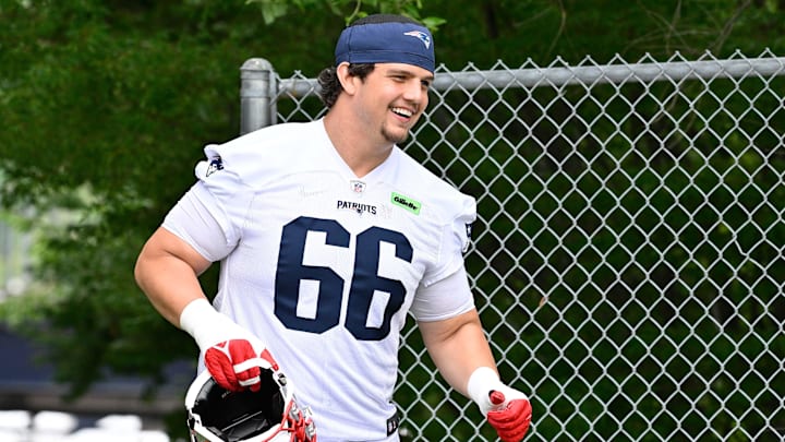 Jun 9, 2025; Foxborough, MA, USA; New England Patriots offensive tackle Will Campbell (66) jogs to the practice fields at Gillette Stadium. Mandatory Credit: Eric Canha-Imagn Images Jun 9, 2025; Foxborough, MA, USA; New England Patriots offensive tackle Will Campbell (66) jogs to the practice fields at Gillette Stadium. Mandatory Credit: Eric Canha-Imagn Images