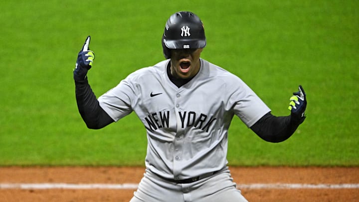 Juan Soto celebrates his home run in Game 5 of the ALCS.