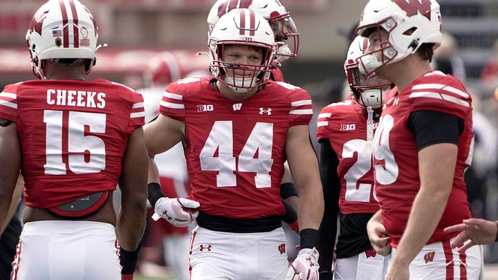 Wisconsin linebacker Cooper Catalano (44) is shown before their game against Maryland Saturday, September 20, 2025 at Camp Randall Stadium in Madison, Wisconsin.