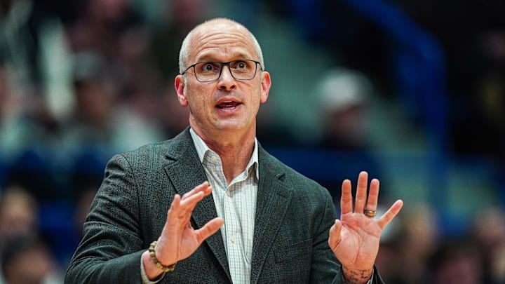 Jan 21, 2025; Storrs, Connecticut, USA; UConn Huskies head coach Dan Hurley watches from the sideline as they take on the Butler Bulldogs at Harry A. Gampel Pavilion. Mandatory Credit: David Butler II-Imagn Images Jan 21, 2025; Storrs, Connecticut, USA; UConn Huskies head coach Dan Hurley watches from the sideline as they take on the Butler Bulldogs at Harry A. Gampel Pavilion. Mandatory Credit: David Butler II-Imagn Images