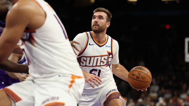 Phoenix, Arizona, USA; Phoenix Suns guard Pat Spencer (61) dribbles against the Utah Jazz in the second half at Mortgage Matchup Center. Mandatory Credit: Anna Carrington-Imagn Images Phoenix, Arizona, USA; Phoenix Suns guard Pat Spencer (61) dribbles against the Utah Jazz in the second half at Mortgage Matchup Center. Mandatory Credit: Anna Carrington-Imagn Images