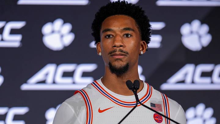 Oct 7, 2026; Charlotte, NC, USA; Clemson Tigers Ace Buckner answers questions from the media during the ACC Tip-Off in Charlotte, NC. Mandatory Credit: Jim Dedmon-Imagn Images Oct 7, 2026; Charlotte, NC, USA; Clemson Tigers Ace Buckner answers questions from the media during the ACC Tip-Off in Charlotte, NC. Mandatory Credit: Jim Dedmon-Imagn Images
