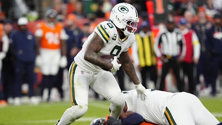 Green Bay Packers running back Josh Jacobs. Green Bay Packers running back Josh Jacobs.