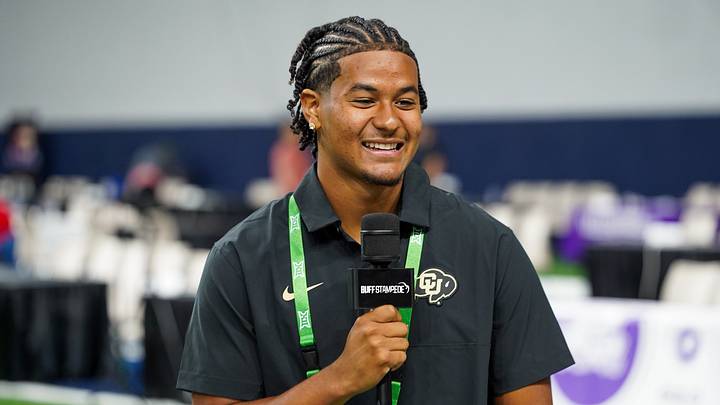 Jul 7, 2026; Frisco, TX, USA; Colorado defensive back Cree Thomas speaks with reporters during Big 12 Conference Football Media Days at The Star. Mandatory Credit: Raymond Carlin III-Imagn Images Jul 7, 2026; Frisco, TX, USA; Colorado defensive back Cree Thomas speaks with reporters during Big 12 Conference Football Media Days at The Star. Mandatory Credit: Raymond Carlin III-Imagn Images