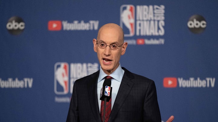 May 30, 2019; Toronto, Ontario, CAN; NBA commissioner Adam Silver before game one of the 2019 NBA Finals between the Golden State Warriors and the Toronto Raptors at Scotiabank Arena. Mandatory Credit: Kyle Terada-Imagn Images