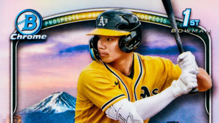 Japanese two-way prospect for the Athletics, Shotaro Morri, will get his first Bowman Chrome autograph in 2025 Bowman Chrome.