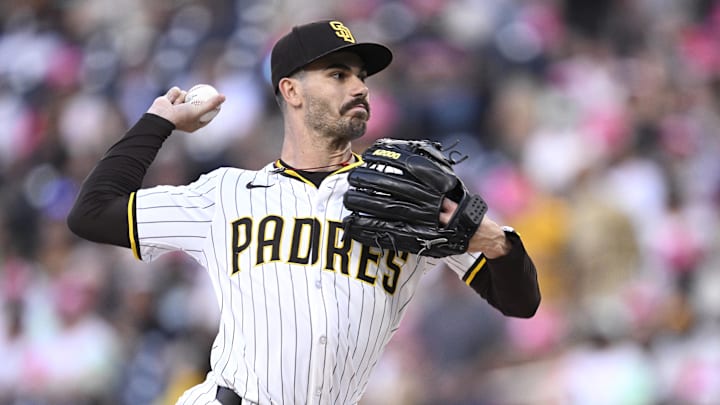 San Diego Padres starting pitcher Dylan Cease (84) pitches against the New York Mets during the first inning at Petco Park. 