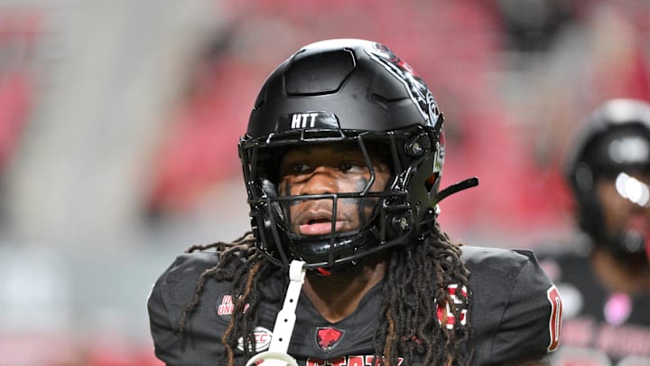 Oct 12, 2024; Raleigh, North Carolina, USA; North Carolina State Wolfpack running back Kendrick Raphael (0) at Carter-Finley Stadium. Mandatory Credit: Zachary Taft-Imagn Images Oct 12, 2024; Raleigh, North Carolina, USA; North Carolina State Wolfpack running back Kendrick Raphael (0) at Carter-Finley Stadium. Mandatory Credit: Zachary Taft-Imagn Images