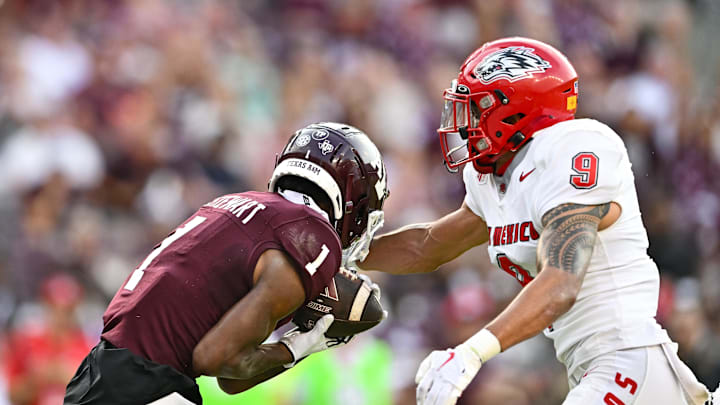 Sep 2, 2023; College Station, Texas, USA; Texas A&M Aggies wide receiver Evan Stewart (1)