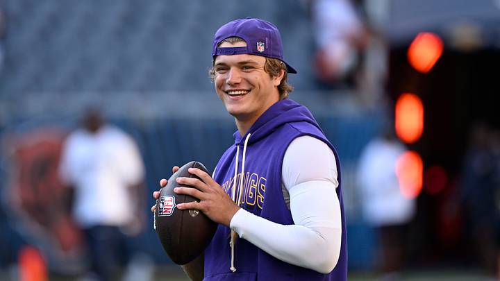 Sep 8, 2025; Chicago, Illinois, USA; Minnesota Vikings quarterback J.J. McCarthy (9) practices before the game at Soldier Field. Mandatory Credit: Matt Marton-Imagn Images Sep 8, 2025; Chicago, Illinois, USA; Minnesota Vikings quarterback J.J. McCarthy (9) practices before the game at Soldier Field. Mandatory Credit: Matt Marton-Imagn Images