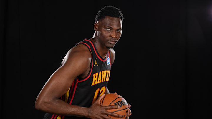 Hawks center N'Faly Dante poses for a photo during Media Day. 